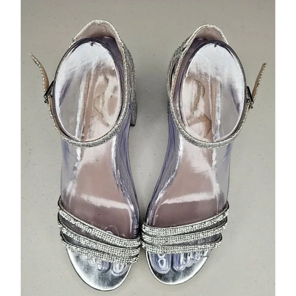 NINA Nagida Block Heel Women's Shoes Soft Platino Size 6M